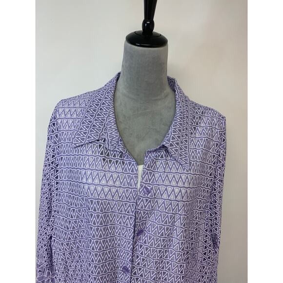ALFRED DUNNER 2PC BLOUSE SZ 3X Sheer Lavender Pastel Feminine Cottagecore NWT - Picture 2 of 10
